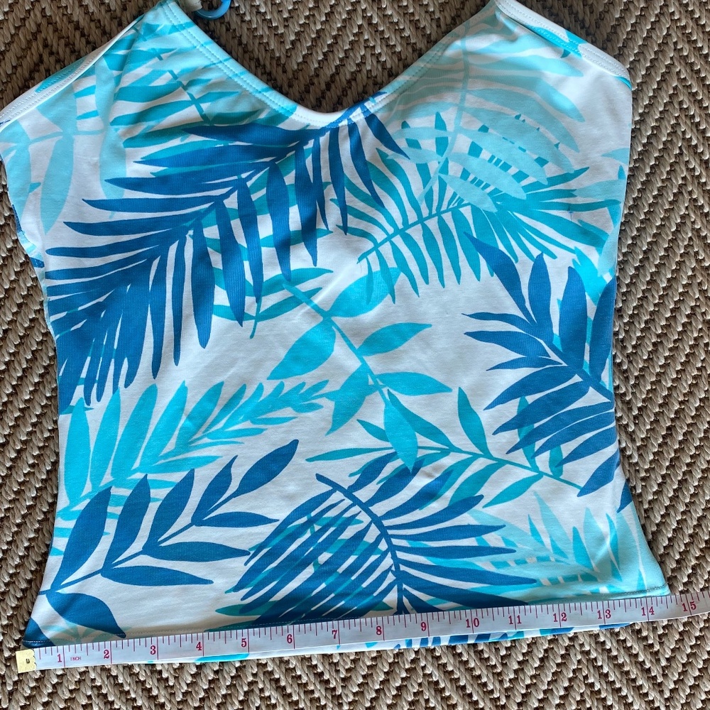 Bari tankini bathing suit top blue white floral M - Picture 7 of 14